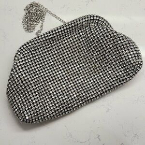 Jessica McClintock Silver and Black Prom Wedding Clutch